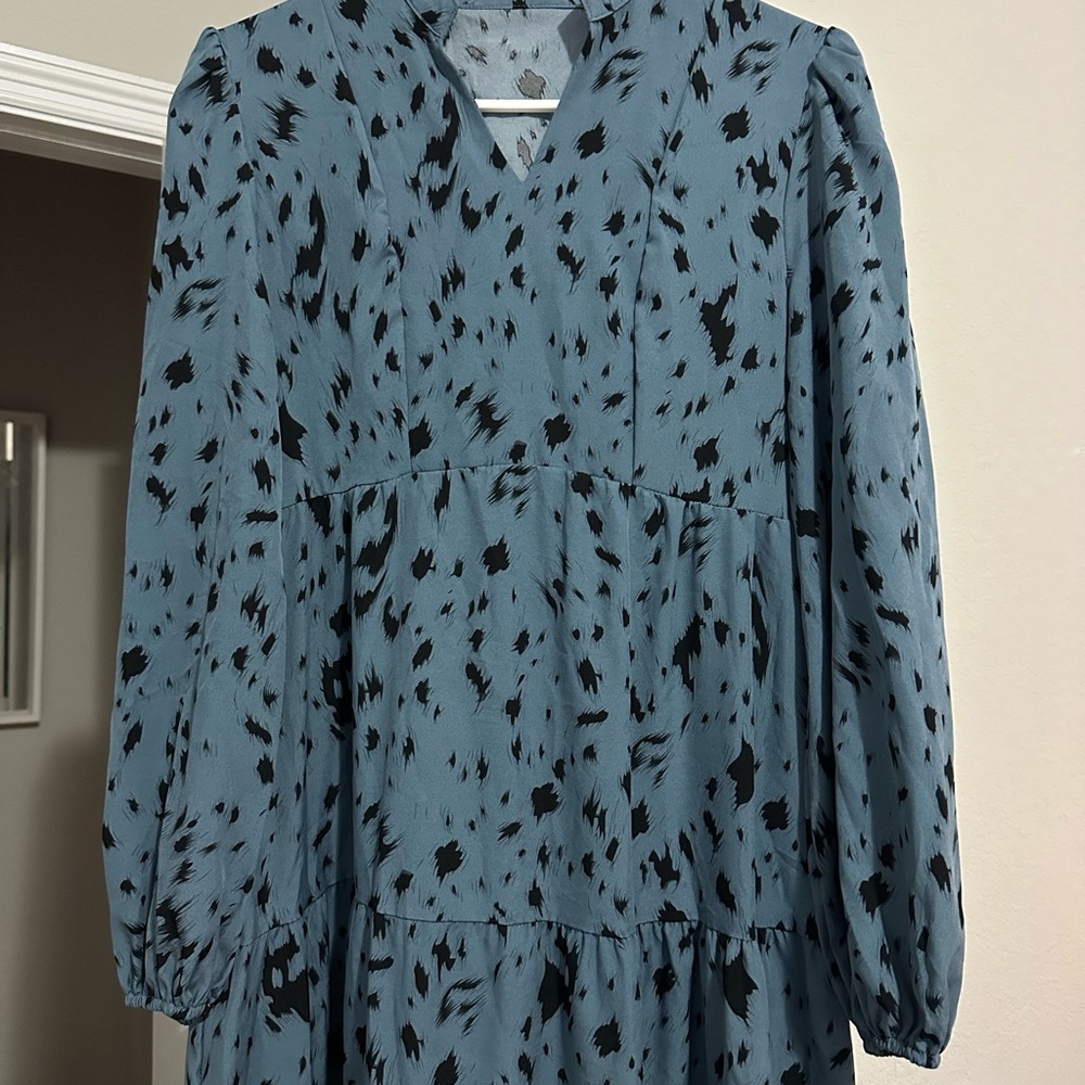 Blue and Black Patterned Dress